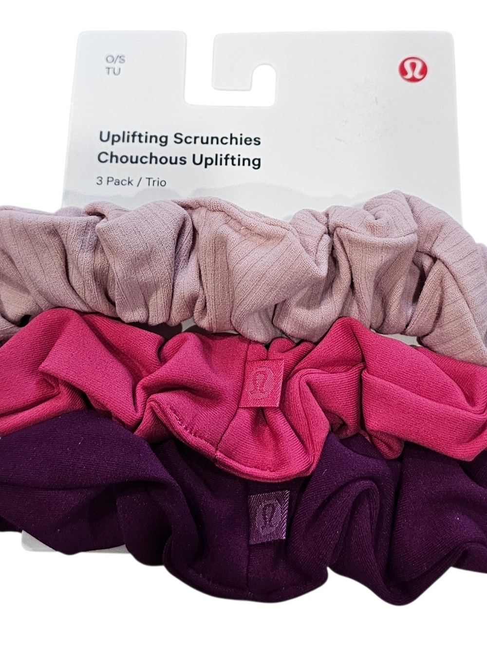 lululemon athletica Uplifting Scrunchies 3-Pack, Pink, Light Pink, Purple, New.